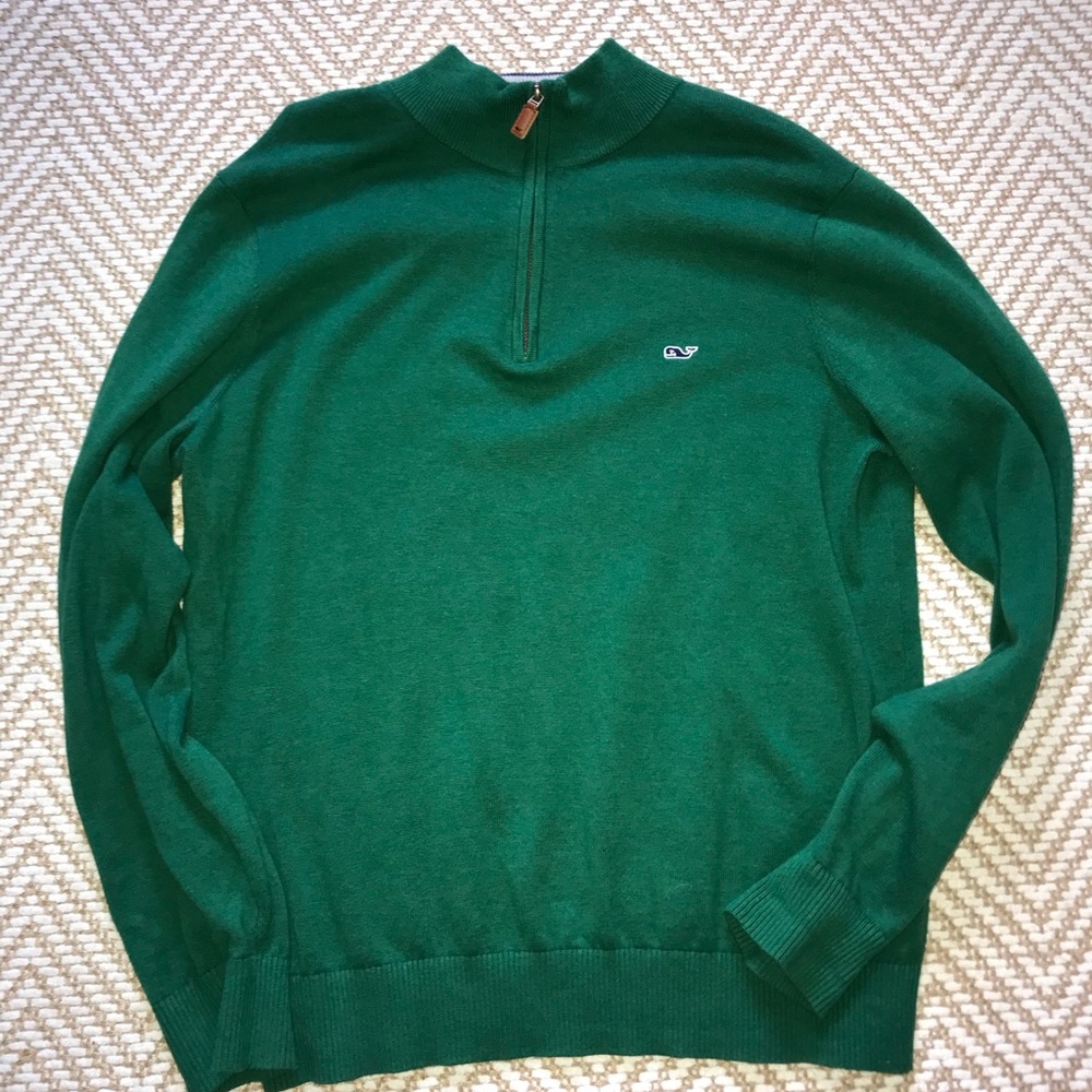 Vineyard Vines 1/4 ZIP Pullover Green Sweater